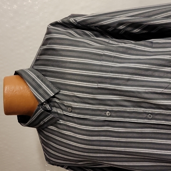 HABAND Lion's Den charcoal and gray striped button-down dress shirt size xxl - Picture 4 of 10